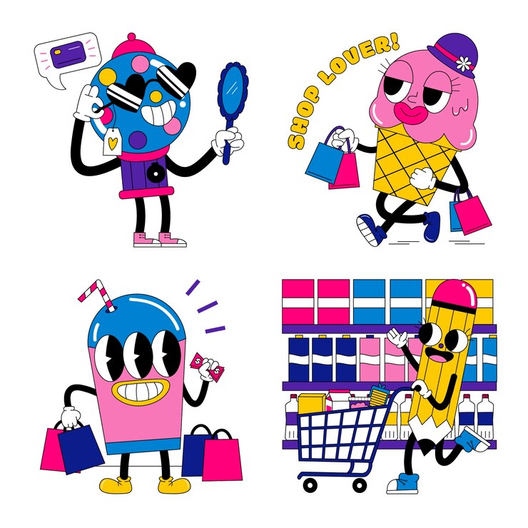 Vector gratuito colección de pegatinas de venta y compras.