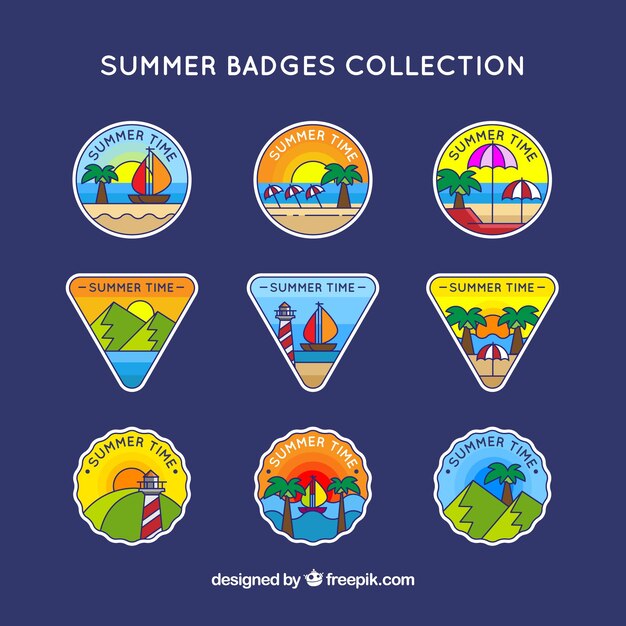 Colección de pegatinas de verano dibujadas a mano