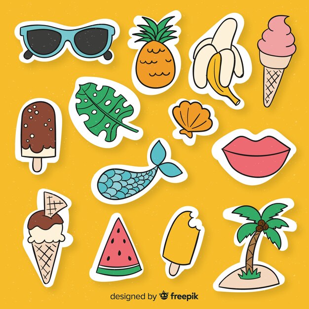Colección de pegatinas de verano