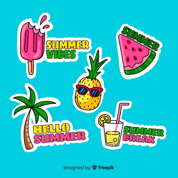 Colección de pegatinas de verano