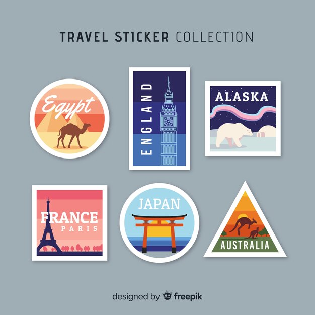 Colección pegatinas viaje ciudades