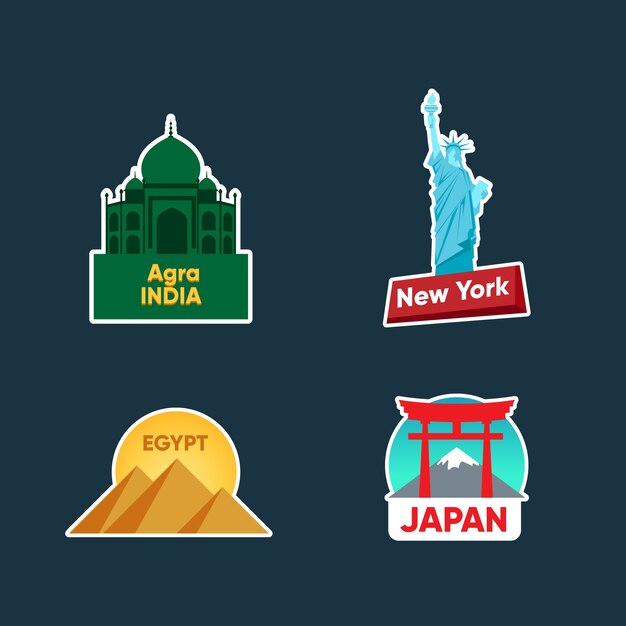 Colección pegatinas viaje ciudades
