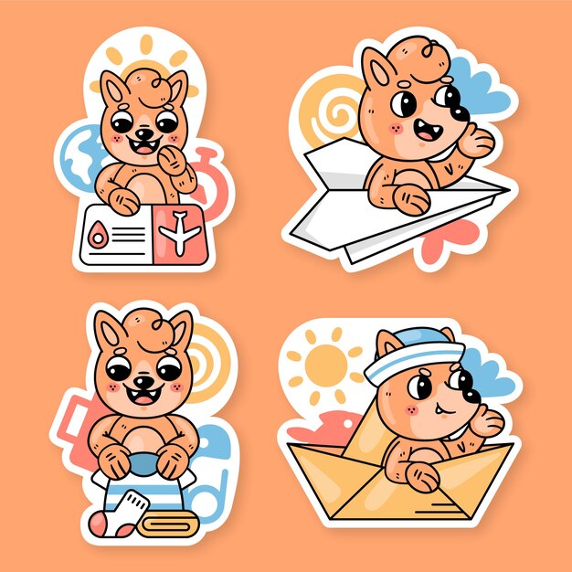 Colección de pegatinas de viaje con fred the fox