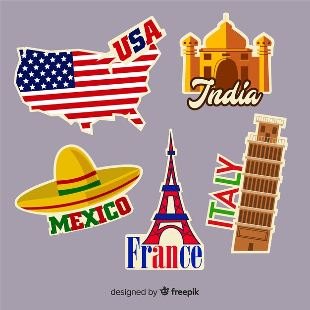 Colección pegatinas viaje países