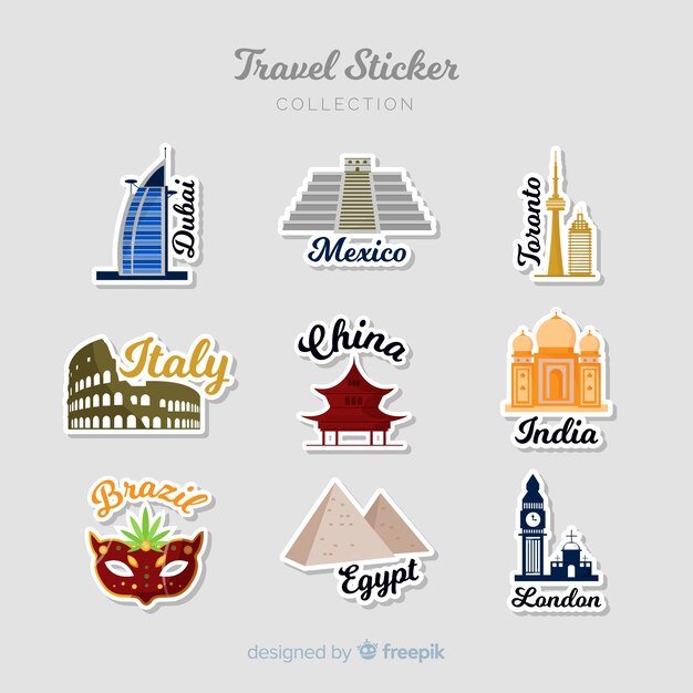 Colección de pegatinas de viaje