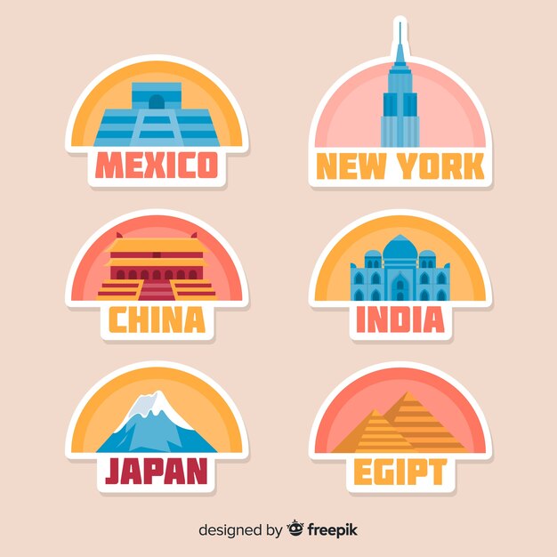 Colección de pegatinas de viaje