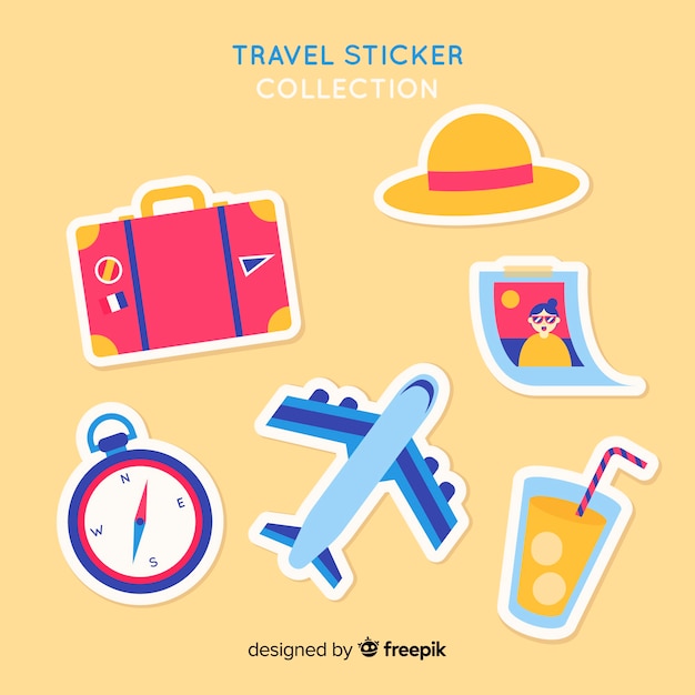 Vector gratuito colección de pegatinas de viaje