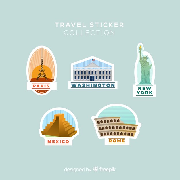 Colección de pegatinas de viaje