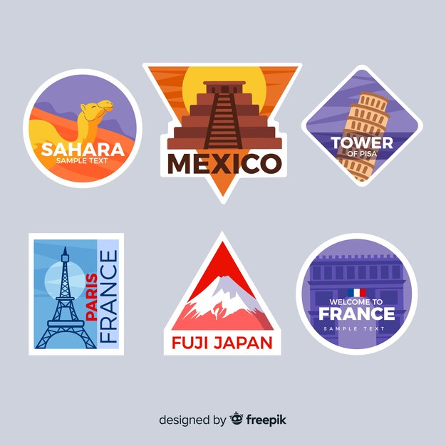 Colección de pegatinas de viaje