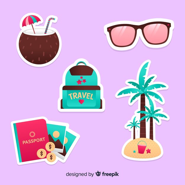 Vector gratuito colección pegatinas viaje