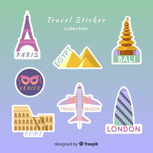 Colección de pegatinas de viaje