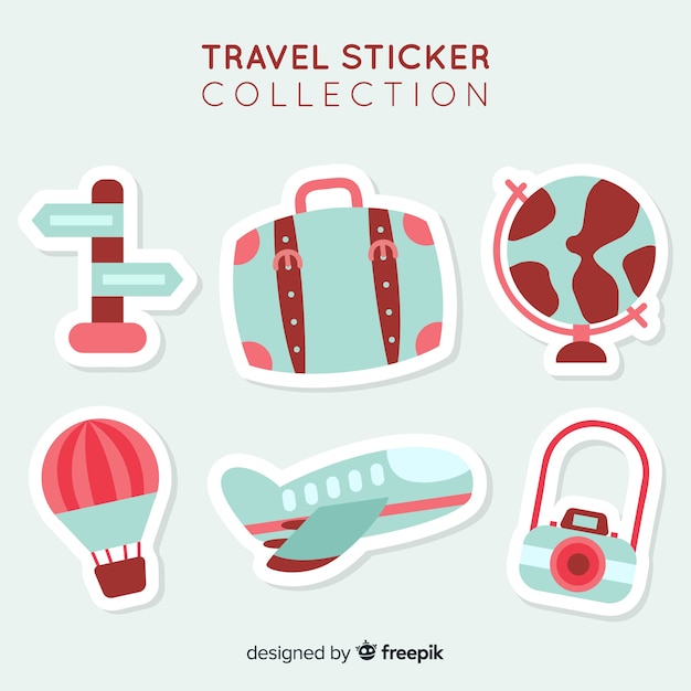 Vector gratuito colección de pegatinas de viajes en 2d