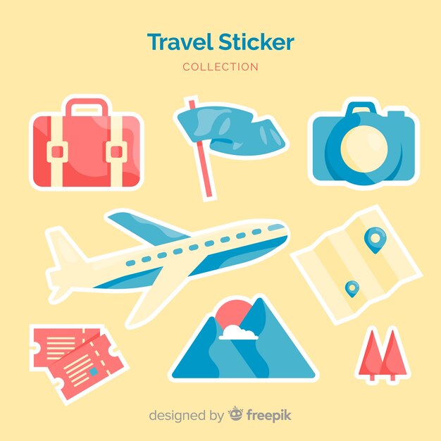Colección de pegatinas de viajes en diseño plano