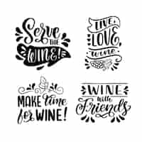 Vector gratuito colección de pegatinas de vino con letras