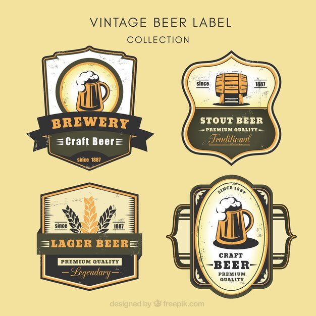 Vector gratuito colección de pegatinas vintage de cerveza