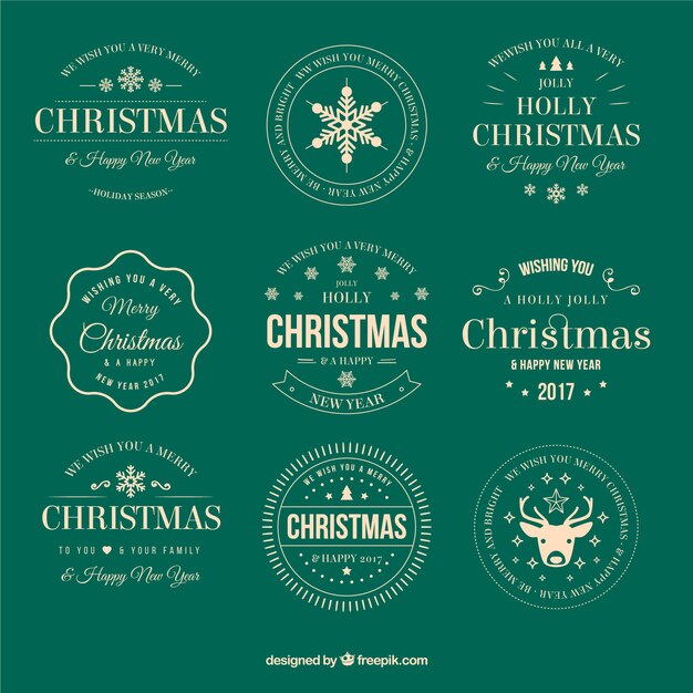 Colección de pegatinas vintage navideñas 