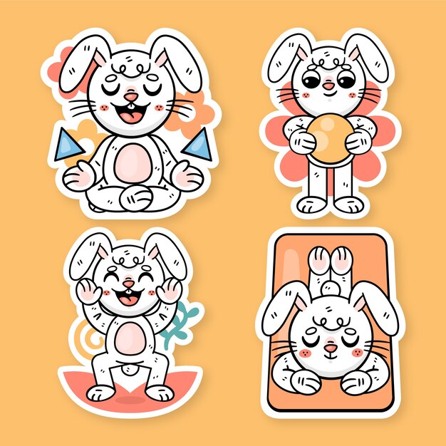 Colección de pegatinas de yoga Ronnie el conejito