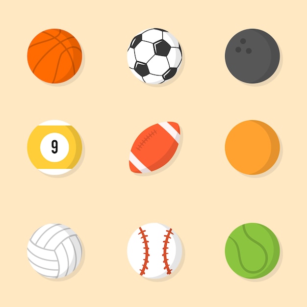 Colección de pelotas de deporte