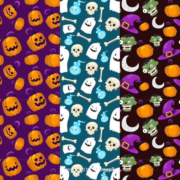 Colección perfecta de patrones lindos de halloween