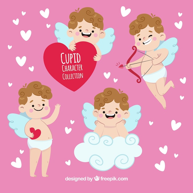 Vector gratuito colección de personaje de cupido dibujado a mano