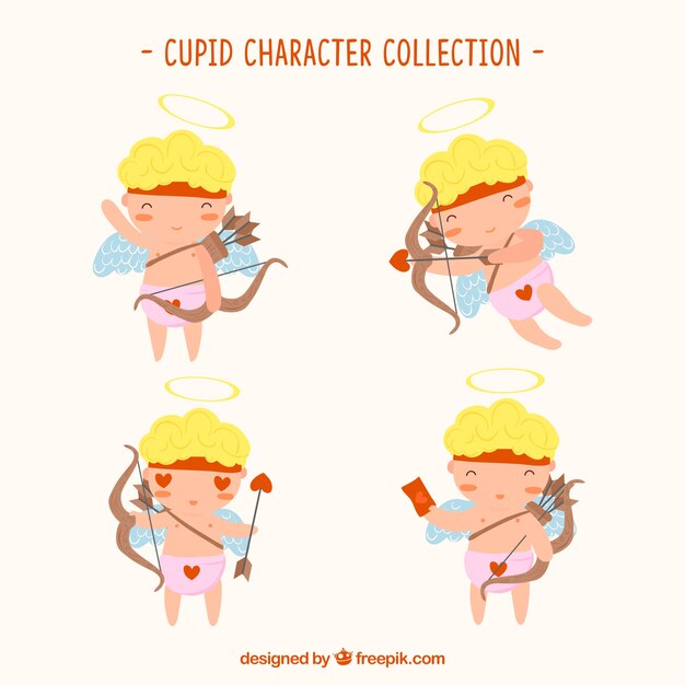 Colección de personaje de cupido dibujado a mano