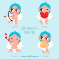 Vector gratuito colección de personaje de cupido diseño plano