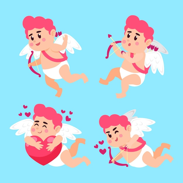 Colección de personaje de cupido diseño plano