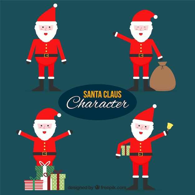 Vector gratuito colección de personaje feliz de papá noel