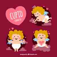 Vector gratuito colección de personaje plano de cupido