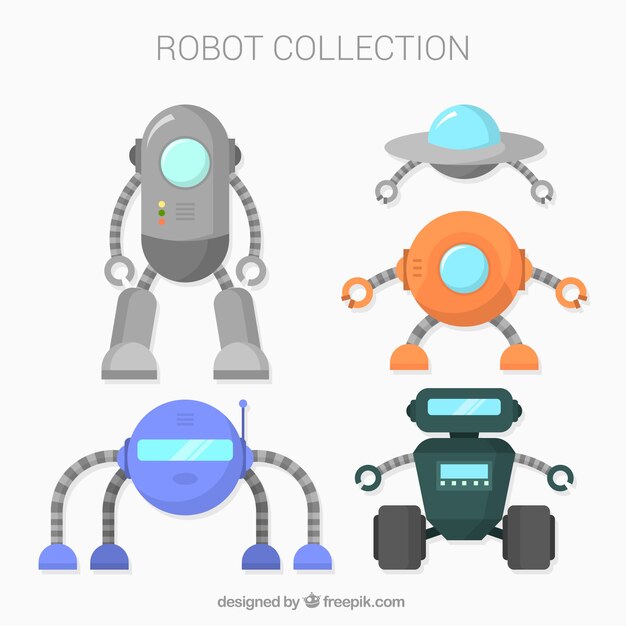 Colección de personaje de robot de diseño plano