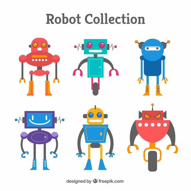 Colección personaje de robot plano