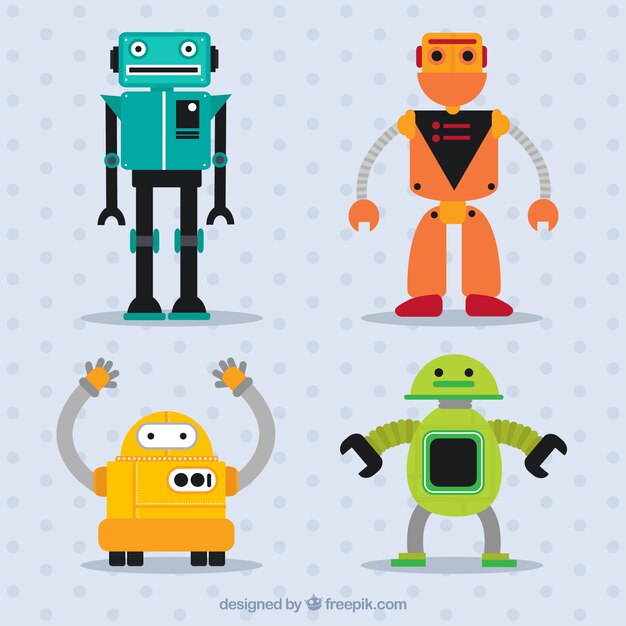 Colección personaje de robot plano