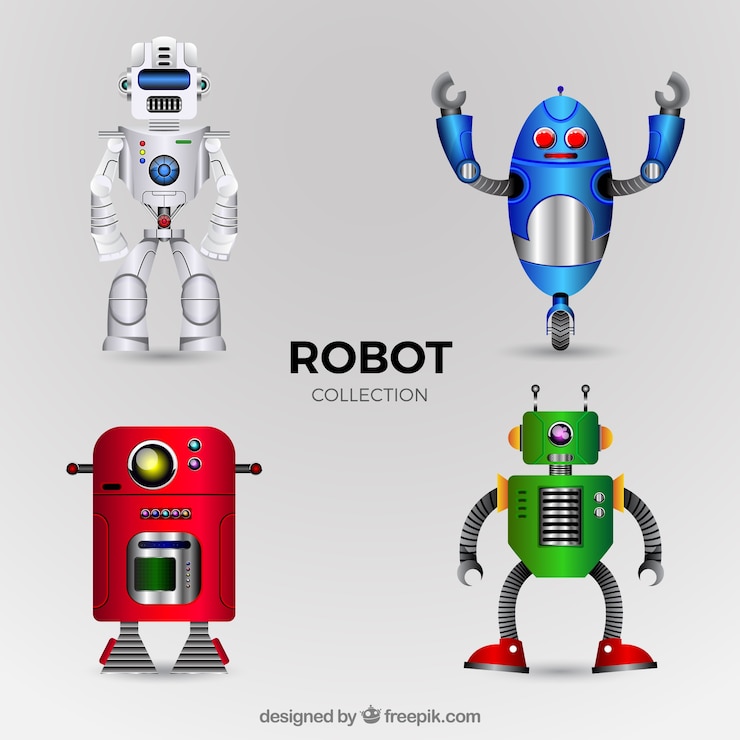 Vector gratuito colección personaje de robot realista