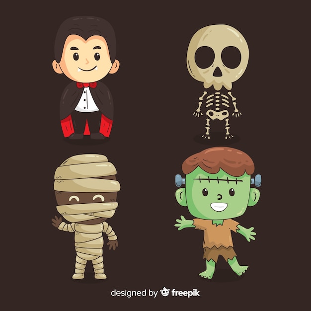 Colección de personajes adorables de halloween