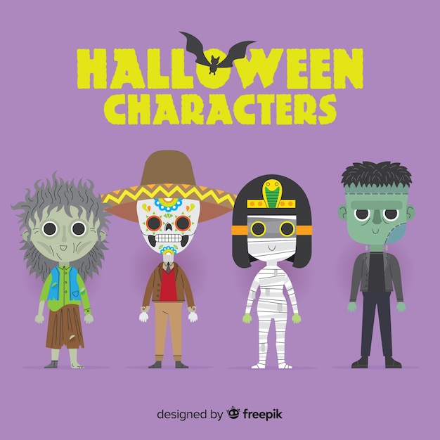 Vector gratuito colección de personajes adorables de halloween