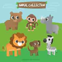 Vector gratuito colección de personajes de animales adorables