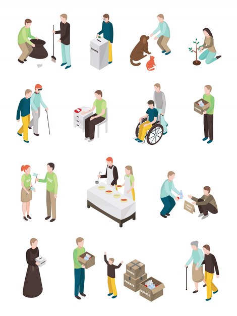 Colección de personajes de caridad humanitaria