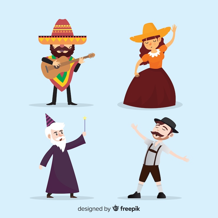 Vector gratuito colección personajes carnaval