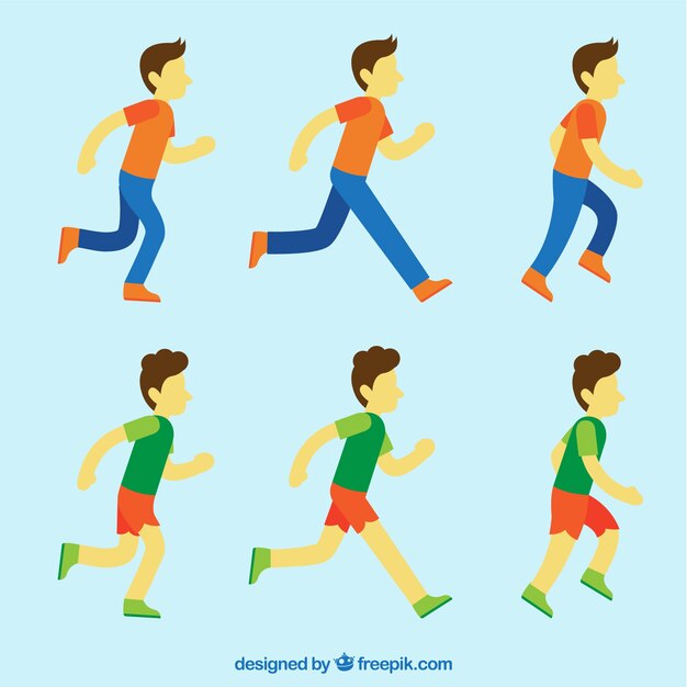 Colección de personajes corriendo