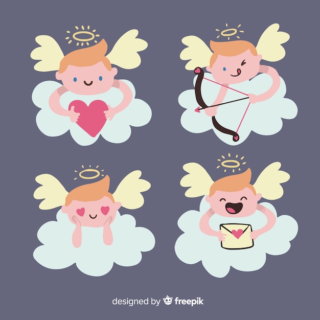 Vector gratuito colección de personajes de cupido dibujados a mano