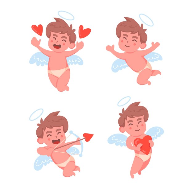 Vector gratuito colección de personajes de cupido dibujados a mano