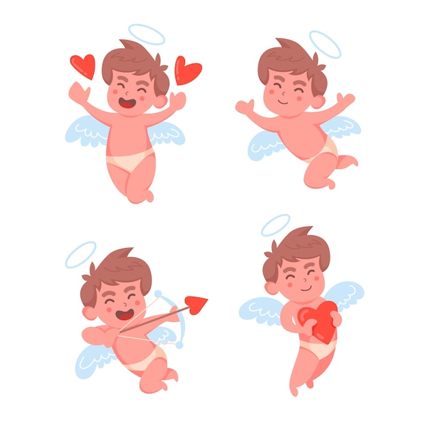 Colección personajes cupido dibujados a mano