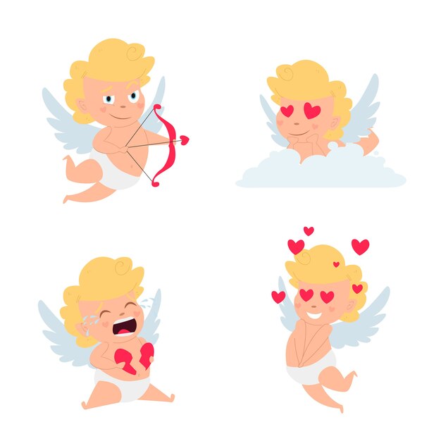 Colección personajes cupido dibujados a mano