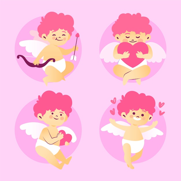 Vector gratuito colección de personajes de cupido dibujados a mano