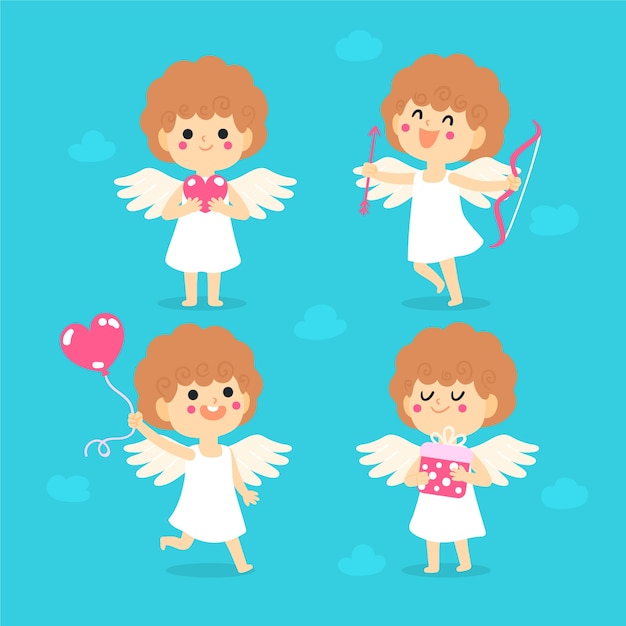 Vector gratuito colección de personajes de cupido dibujados a mano