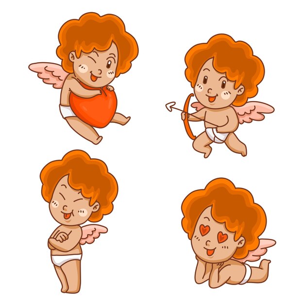 Colección personajes cupido dibujados a mano