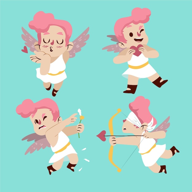 Vector gratuito colección personajes cupido dibujados a mano