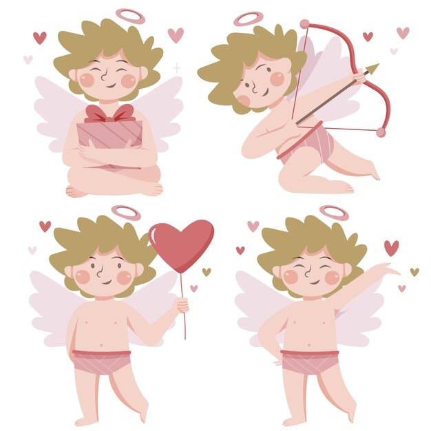Colección personajes cupido dibujados a mano