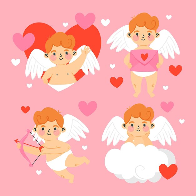 Colección personajes cupido dibujados a mano