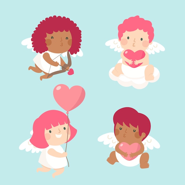 Colección de personajes de cupido plano